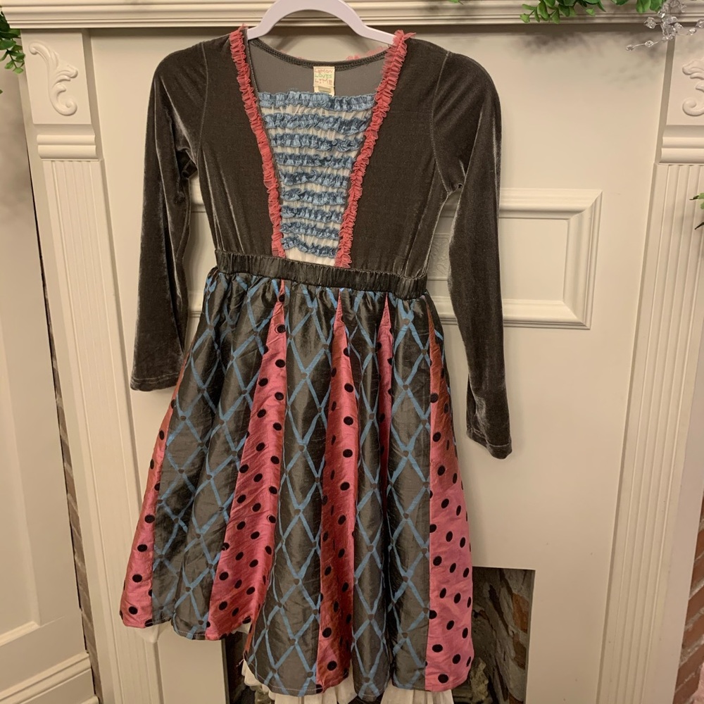 Lemon Loves Lime silk & velvet dress sz 10
